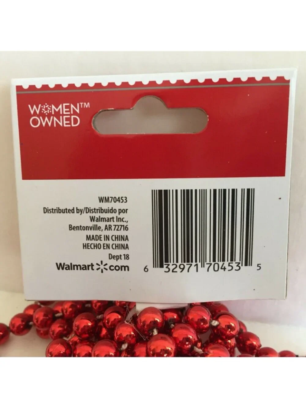 18' Red Beaded Beads Garland Christmas Tree Wedding Decor Craft